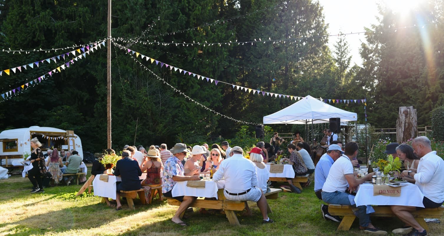 long table dinner at the tiny farm