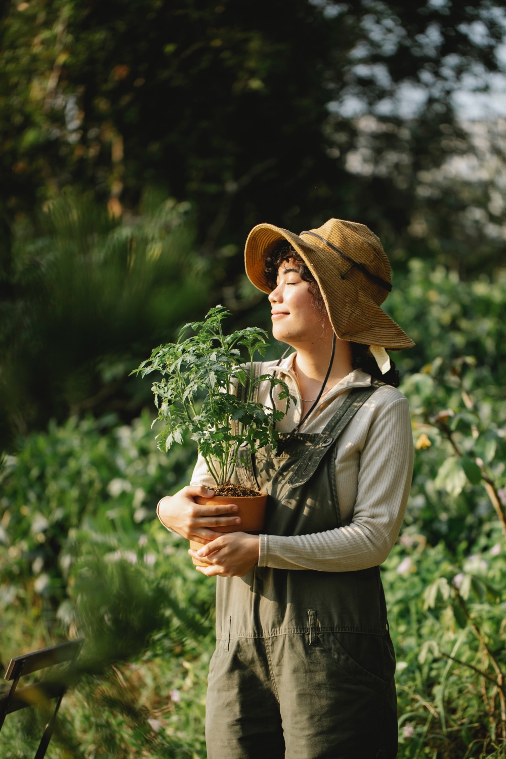 asian woman smiling in the garden